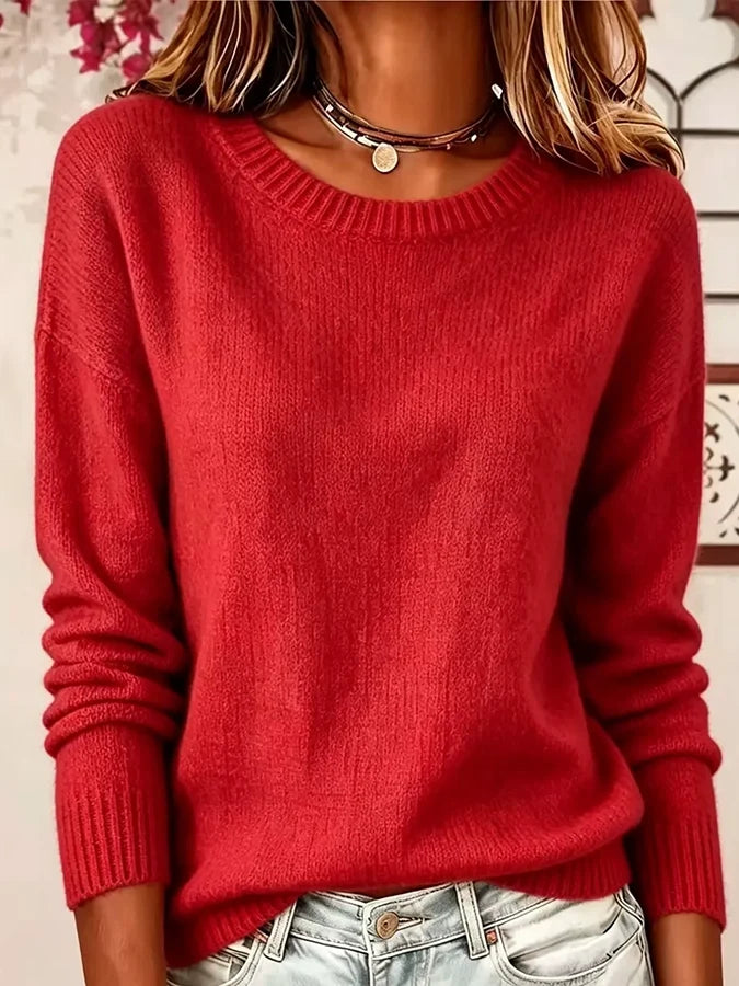 Women's Casual Solid Color Round Neck Top