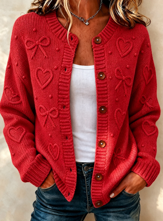 Women'S Casual Gradient Plant Flower Knitted Cardigan Top