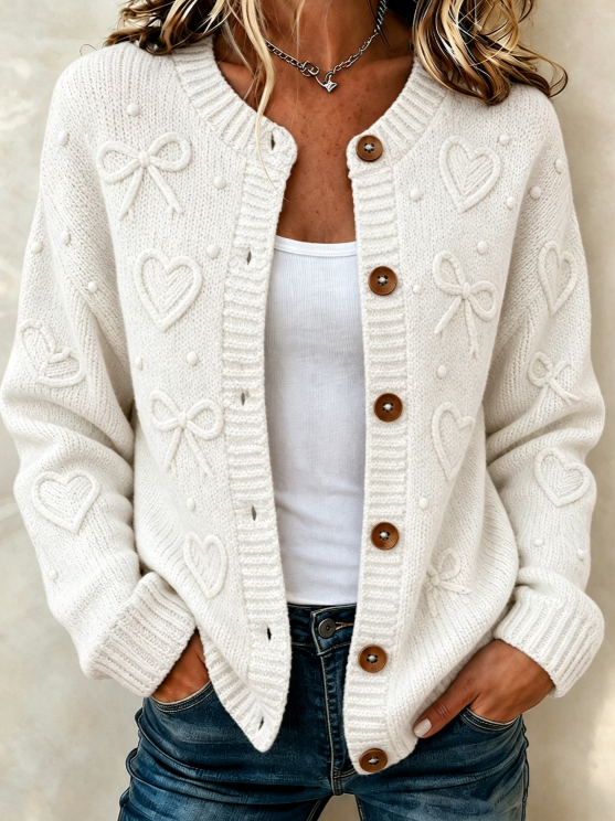 Women'S Casual Gradient Plant Flower Knitted Cardigan Top