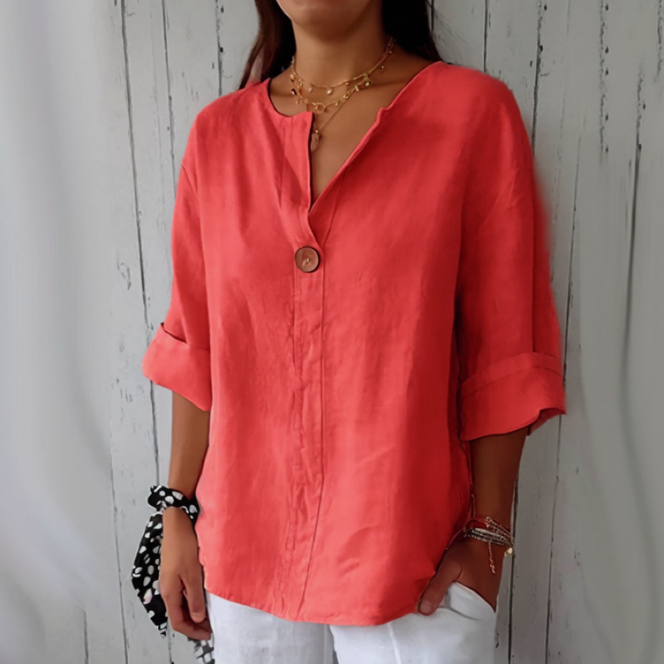 2026 Women's Linen-Cotton V-Neck Comfortable Top