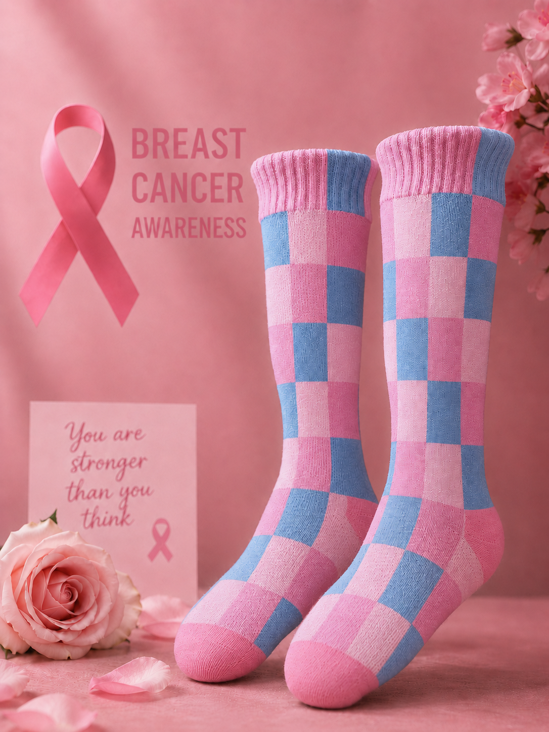 Unisex Breast Cancer Awareness Promotion Theme Socks