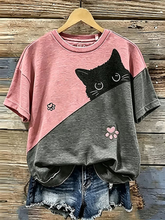 Women's Animal Cat Print Casual T-shirt