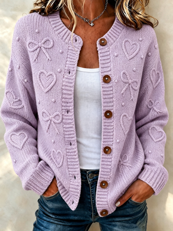 Women'S Casual Gradient Plant Flower Knitted Cardigan Top