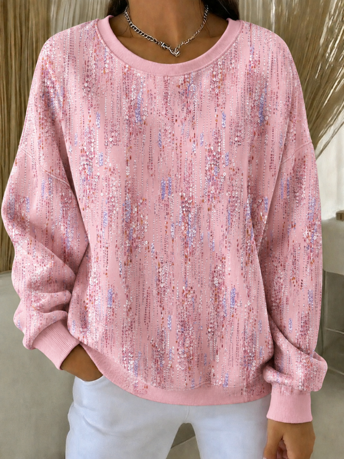 Women'S Breast Cancer Awareness Printed Round Neck Sports Shirt