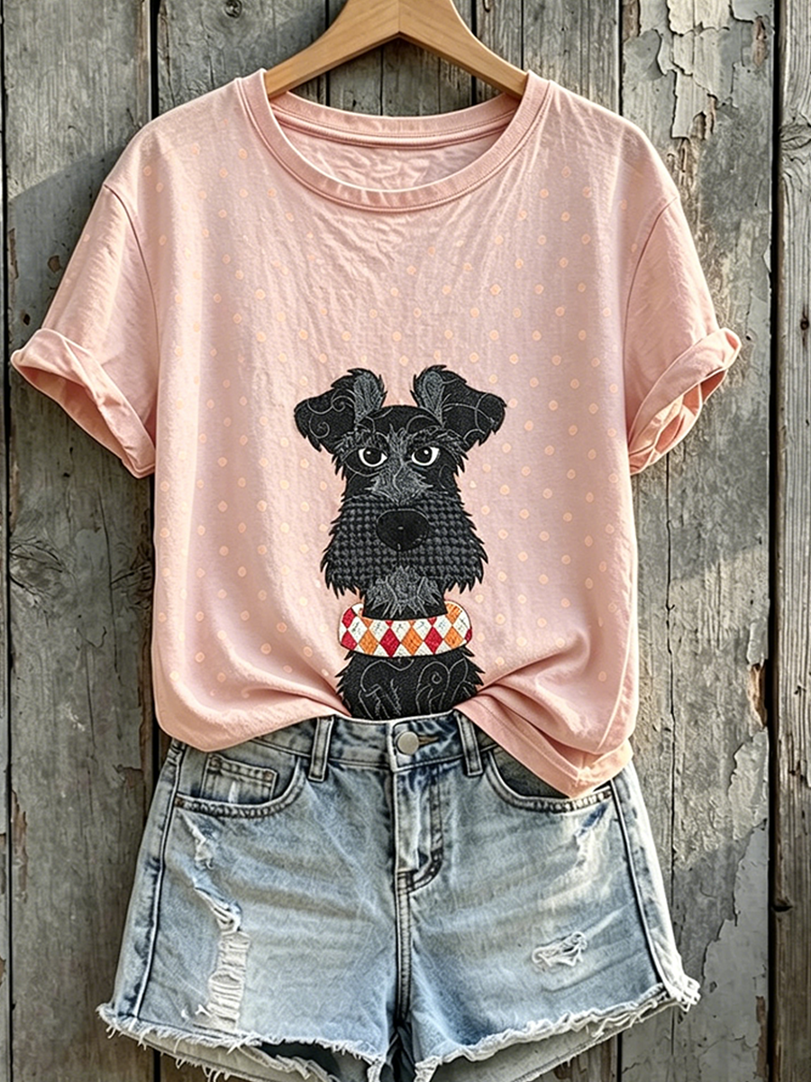 Women'S Casual Floral Cat Printed T-Shirt