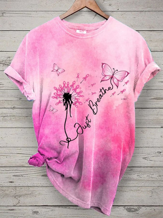 Women's Breast Cancer Awareness Printed Casual T-Shirt