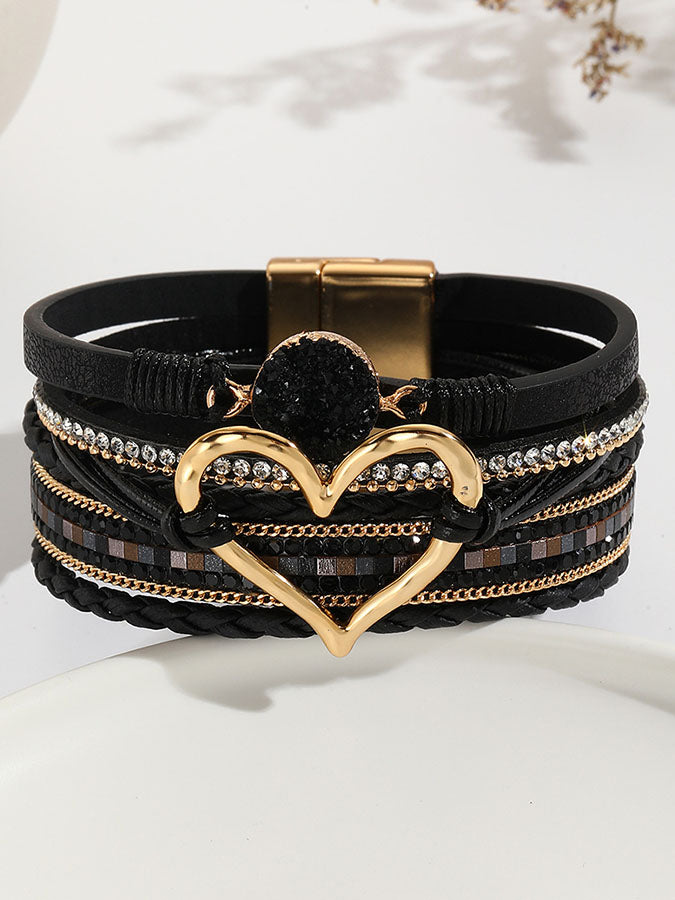 Breast Cancer Prevention And Control Publicity Multilayer Bracelet Original Stone Love Bracelet Winding Leather Bracelet