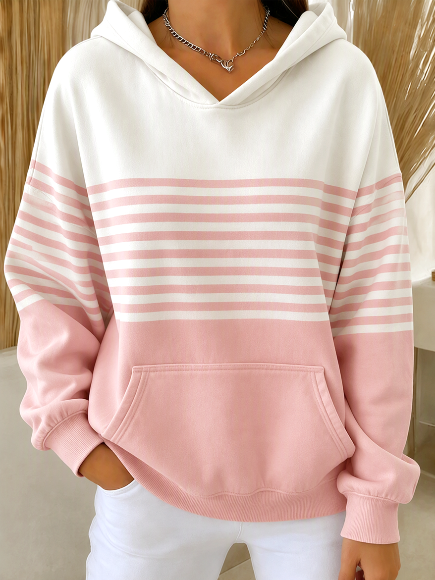 Women’s Casual Top with Pink Line‐Art Graphics