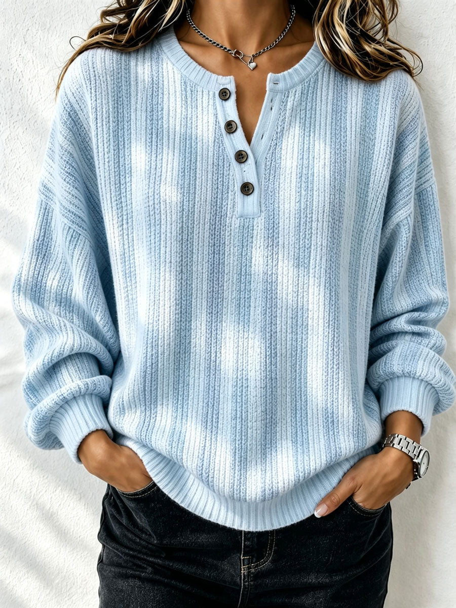 Women'S Casual Henry Collar Breast Cancer Printed Shirt
