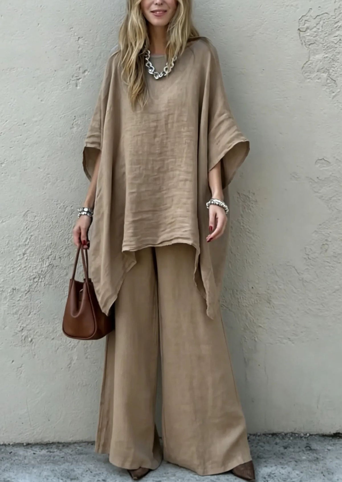 🌿New Linen Comfortable Cotton and linen casual solid color 2-piece Set