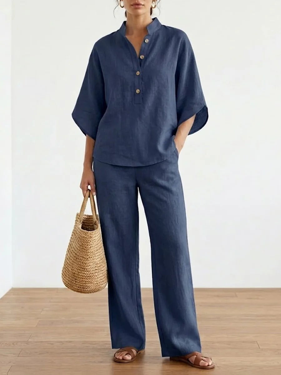 🌿New Linen🔥Women’s Batwing Sleeve Linen Cotton Two-Piece Set