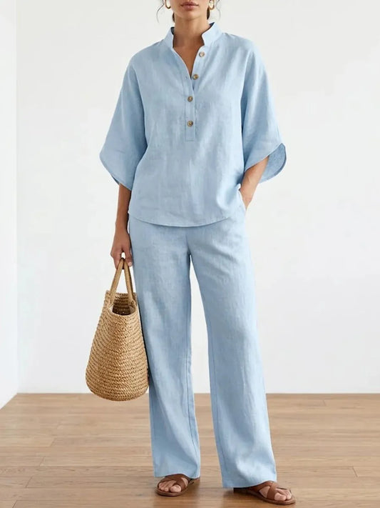🌿New Linen🔥Women’s Batwing Sleeve Linen Cotton Two-Piece Set