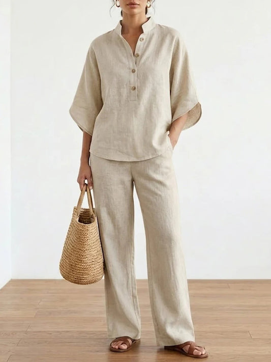 🌿New Linen🔥Women’s Batwing Sleeve Linen Cotton Two-Piece Set