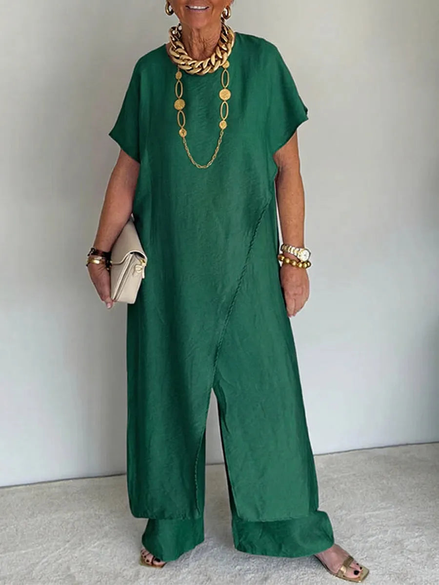 🌿Women's Cozy Loose Fit Asymmetrical Two-Piece Set