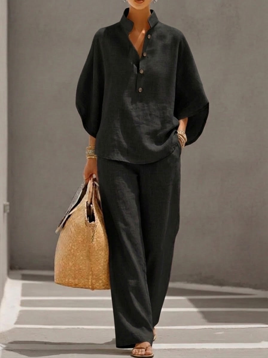 🌿New Linen🔥Women’s Batwing Sleeve Linen Cotton Two-Piece Set
