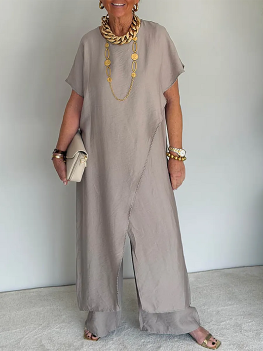 🌿Women's Cozy Loose Fit Asymmetrical Two-Piece Set