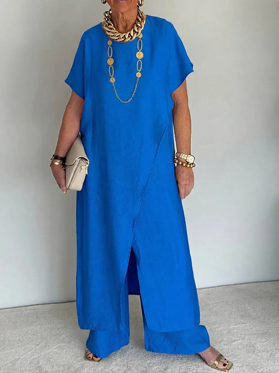 🌿Women's Cozy Loose Fit Asymmetrical Two-Piece Set